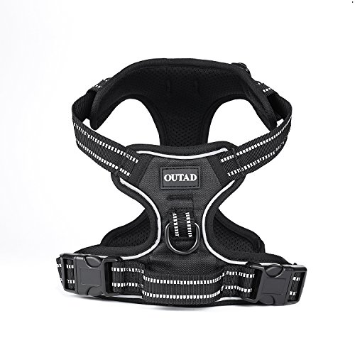 Dpower Hundegeschirr mit Leine, No-Pull-Hundegeschirr 3M Reflektierende Nylon Leichte Brustgeschirr Hund Einstellbar Weich Gepolsterter Welpengeschirr für Hundetraining Walking
