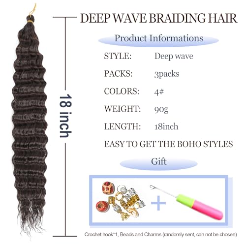 MLETULIPS Ocean Wave Crochet Hair Extensions Deep Wave Braiding Crochet Hair Soft Synthetic Curly Braiding Crochet Hair for Black Women (4# - Image 2