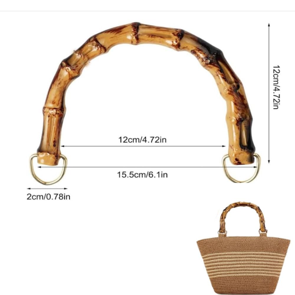 2 Manici Per Borse In Bambù Finto - Per Borse Uncinetto Fai Da Te, 12x12cm - Foto 5