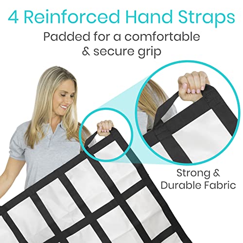 Vive Transfer Blanket With Handles 35” X 34" - Bed Positioning Pad, Straps - Reusable, Washable Patient Lifting Device Body Lift, Turning, Sliding Moving - Caregiver, Family Aid, Bedridden, Elderly #TOP2