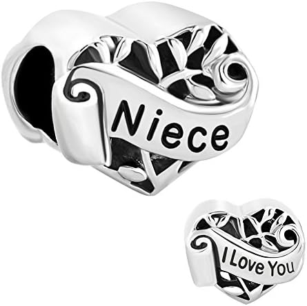 LuckyJewelry Niece I Love You Heart Charm Beads Fit Jewelry Charms Bracelet
