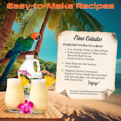 Concession Express Premium Frozen Drink Slush Mix for Cocktails & Mocktails, 64 fl oz each (6 Pack) – Margarita, Piña Colada, Bahama Mama, Hurricane, Strawberry Daiquiri & Strawberry Piña Colada Mixers