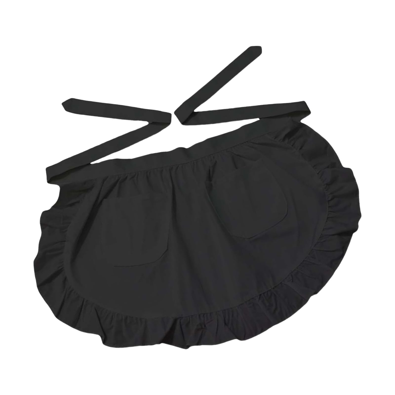 Yhplxyuus Color Maid Waist Apron for Women Vintage Ruffled Frilly Design Half with Pockets for Waitressing and Cosplay Waitress