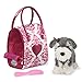 Pucci Pups Schnauzer Kuscheltier Hund in Handtasche mit Zubehör – Plüschtier Welpe in pinker Tasche – Spielzeug für Kinder ab 2 Jahre
