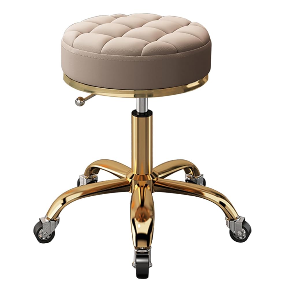 Fauteuil roulant rond réglable en hauteur avec base dorée chic pour bureau et salon