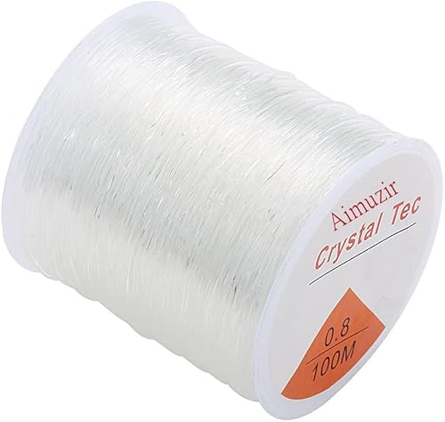 Pulsera de cordón de cuentas transparentes de 328 pies de 0.039 in, hilo elástico de cristal para pulseras, cuentas y fabricación de joyas (0.031 in)