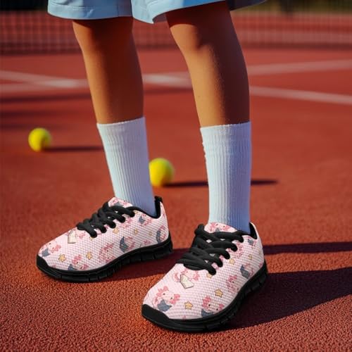 SYtrade Girls Lace Up Tennis Shoes Lightweight School Athletic Sneaker Black Sole3