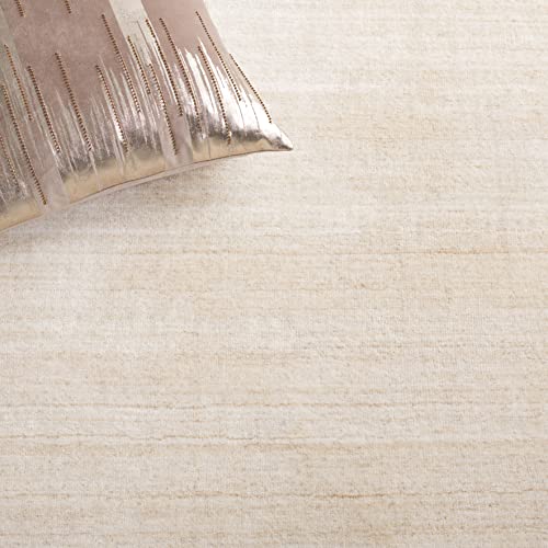 Tapete decorativo beige 2' x 3' hecho a mano en lana y viscosa miniatura 5
