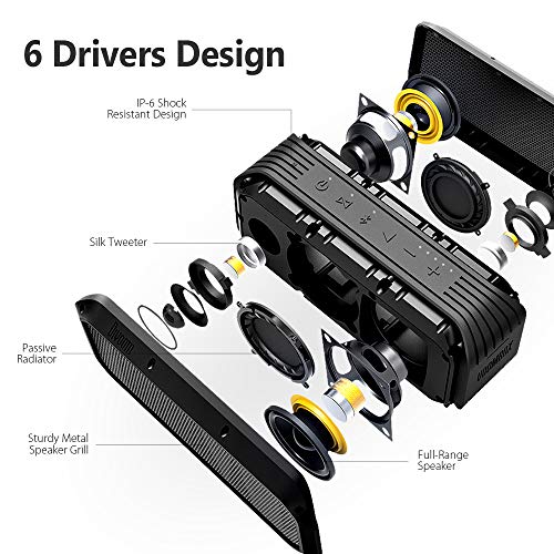 Image of Divoom Power- Premium Wireless Bluetooth Speaker, Divoom Voombox Power with IPX 6 Waterproof and powerbank Function (Black)