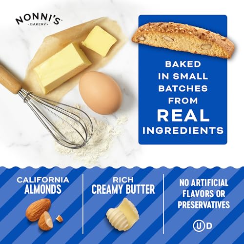 Nonni's Originali Classic Almond Biscotti Cookies – Individually Wrapped Italian Coffee Snack, Crunchy Twice-Baked, 80 Cal Each, 17.25 oz Carton