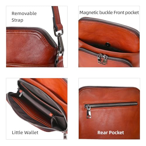 Image of Iswee Leather Crossbody Bags for Women Multi Pockets Medium Shoulder Bag Lightweight Functional Travel Purse