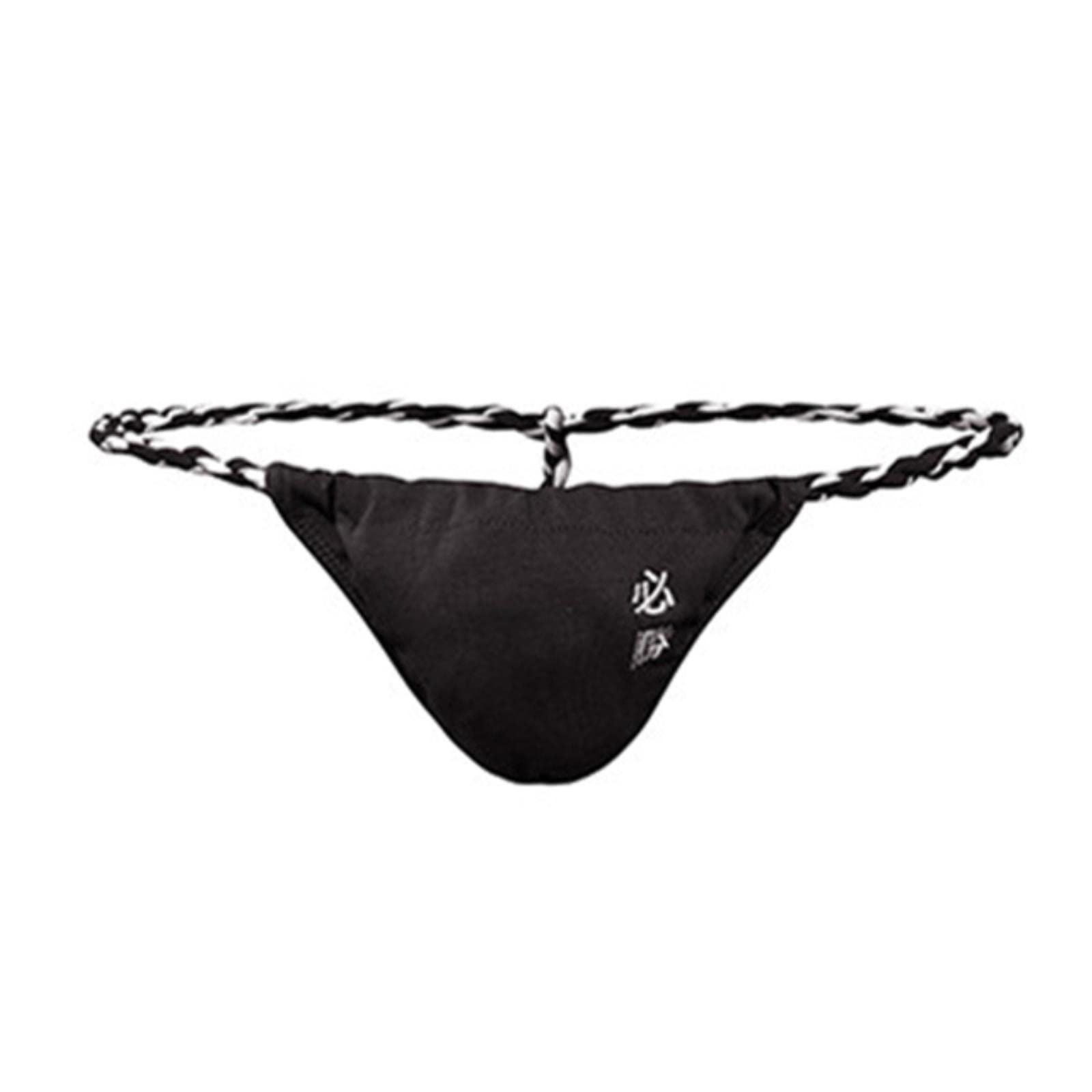 Piyax Men's Black Thongs And G Strings Twisted Rope Thong Win Seamless Thong Underwear Japanese Sumo Clothing Tanga U Pouch Jockstrap