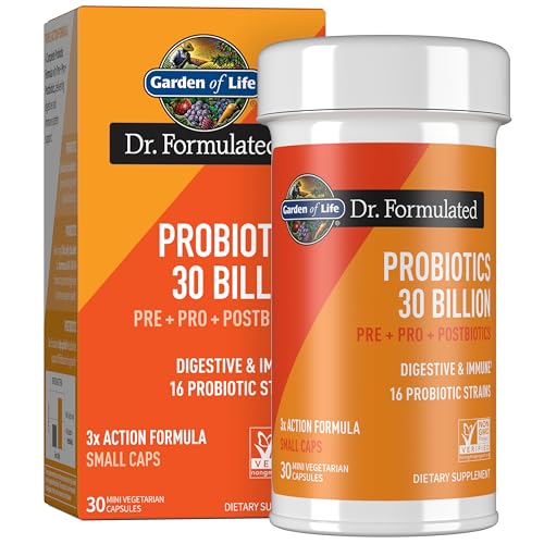 Garden of Life Dr Formulated Once Daily 3-in-1 Complete Probiotics, Prebiotics & Postbiotics - PRE + PRO + POSTBIOTIC Supplement for Adults’ Digestive & Immune Health, 30 Billion CFU, 30 Day Supply