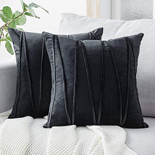 Top Finel Square Decorative Throw Pillow Covers Soft Velvet Outdoor Cushion Covers 18 X 18 for Sofa Bed, Set of 2, Purple