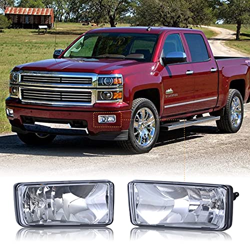 LDETXY Fog Lights for Silverado Sierra 1500 2500HD 3500HD, Bumper Fog Lamps Halogen Bulbs Clear Lens for Silverado/Suburban/Tahoe/Avalanche/Sierra/Yukon/Escalade 2007-2015 Accessories