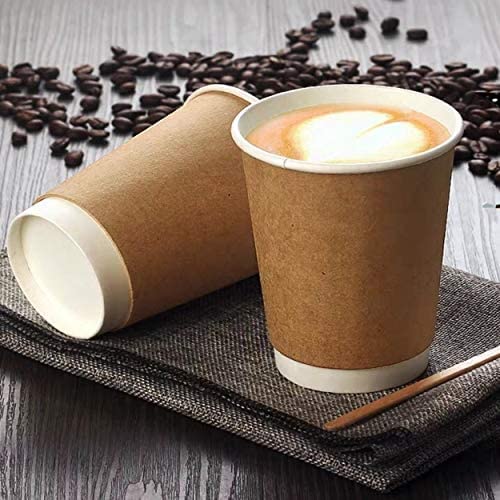 HOT BARGAINS, 500 X 12 oz Brown Double Wall Insulated Disposable Coffee Cups - Kraft Paper Cups for Chocolate Tea, Espresso, and Cold Drinks and Eco-Friendly Hot Cup (500, Brown, 12OZ)