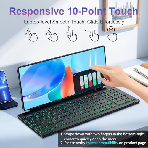 GWSGUT 12.8" Portable Touchscreen Keyboard, Screen Extender with Silent Keyboard, USB-A Type-C Monitor for Laptop, Desktop, Mini PC, MacBook(Driver Need) by GWSGUT - Image 5