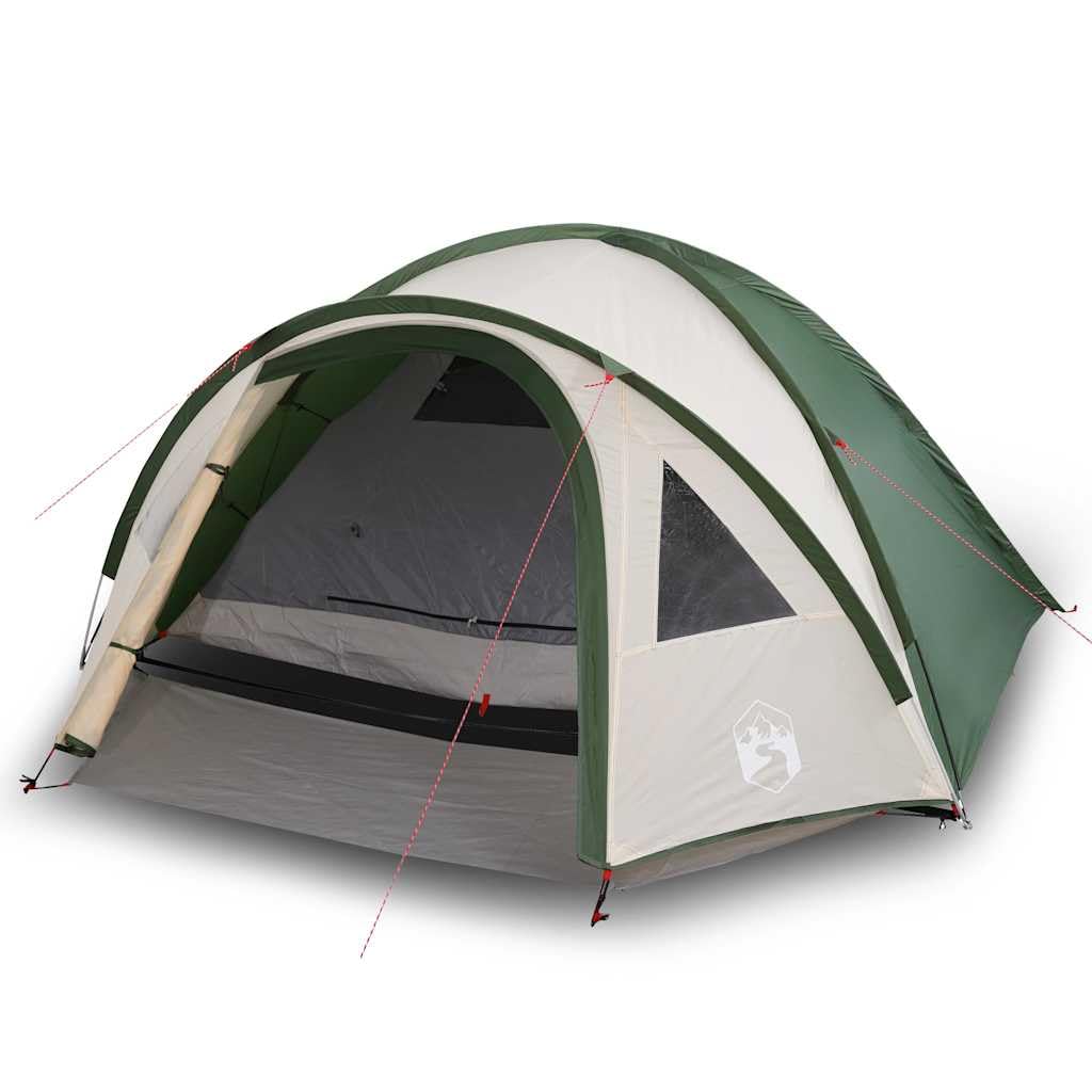 Kuppelzelt 6 Personen Orange - Großes Familienzelt mit Stehhöhe für Camping, Garten und Outdoor, 466x342x200 cm, Belüftetes Gruppenzelt mit Tragetasche