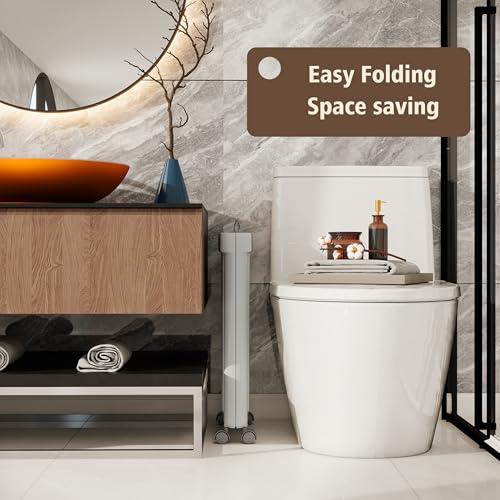 Image of UAK Plastic Laundry Basket with Wheels & Handle, 67L Heavy Duty Foldable Laundry Hamper - Easy Clean Waterproof Rolling Organizer for Bathroom & Laundry Room, Grey