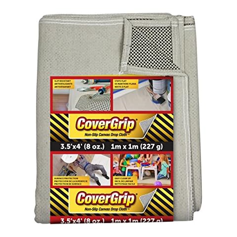 CoverGrip Quick Drop 8 Oz Canvas Safety Drop Cloth, 3.5' x 4', (Pack of 6) Cover