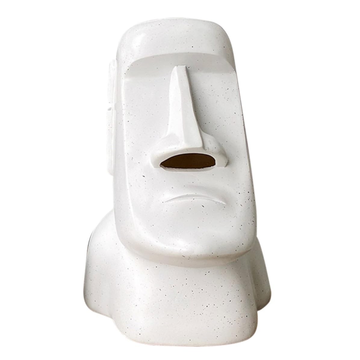 SECFOU Porta Fazzoletti Statua Moai in Resina Bianca Effetto Marmo Supporto Decorativo per Fazzoletti Design Creativo per Bagno e Casa