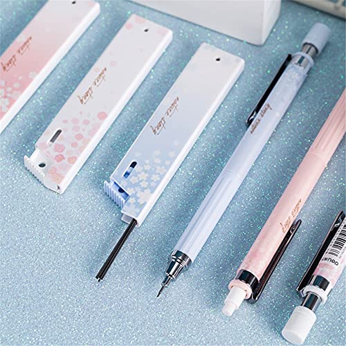6 Pcs Mechanical Pencils, 0.5Mm Kawaii Pencils Cute Pens Aesthetic With Lead Refills Cherry Blossom Kawaii Automatic Pens For School Office Writing Draft Drawing #TOP5