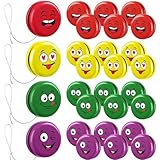 Silipull Smile Face Yo Yos for Kids Assorted Emoticon Yo Yo Toys Metal Versatile Yo Yo Bulk with Colorful Designs for Beginners Birthday Party Favors Bag Fillers Classroom Prizes, 4 Colors(24 Pcs)