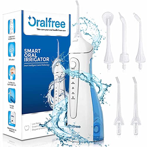 Water Flosser Cordless Teeth Cleaner - Oralfree 4 Modes USB Rechargeable Dental Oral Irrigator for Home and Travel, IPX7 Waterproof Portable Water Flosser for Oral Care