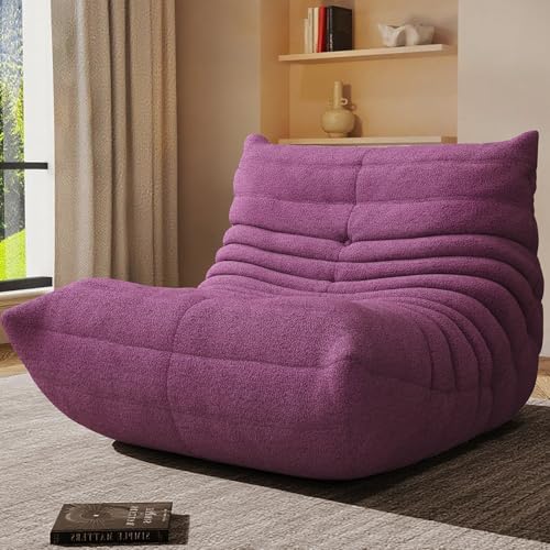 Image of Giant Bean Bag Chair for Adults,Comfy Single Floor Fireside Chair with Memory Foam,Cozy Accent Sofa Couch Boneless Chaise Loungefor Small Room Living Room Bedroom Gaming Room (Purple, Single)