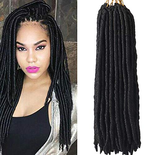 Haircity Bomba Dreadlocks Faux Locs Straight Goddess Locs Crochet Hair Braids Dreadlocks Crochet Braids Soft Faux Locs Crochet Hair Synthetic Braiding Hair (14 inch, 1B-6p)