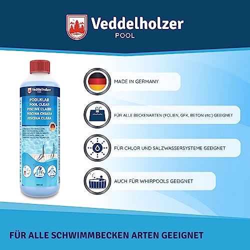 Veddelholzer Poolklar. Kristallklar für Pool, Whirpool & Planschbecken. Optimales Pool & Whirpool Zubehör gegen trübes Poolwasser. Für alle Filterarten und Systeme geeignet. – Bild 5