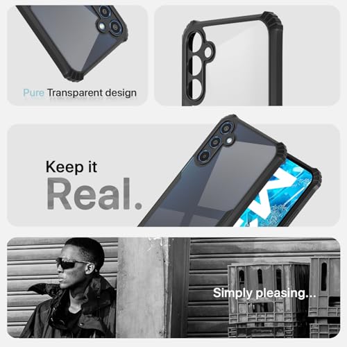Image of Pikkme Ultra Hybrid Back Cover for Samsung Galaxy M35 5G | Raised Edges |Crystal Clear Transparent | Full Camera Protection Bumper Case (Black)