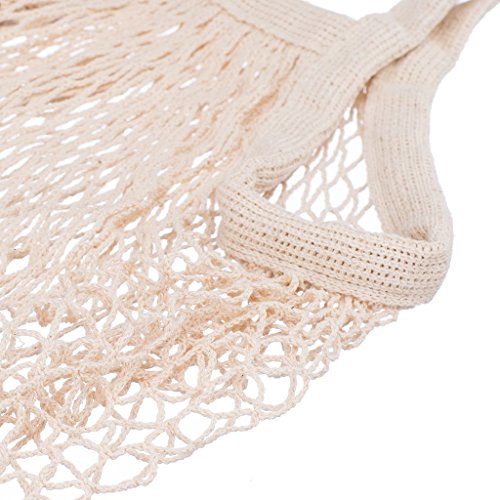 Ahyuan Ecology Reusable Cotton Mesh Grocery Bags Cotton String Bags Net Shopping Bags Mesh Bags Pack Of 3 (Beige) #TOP3