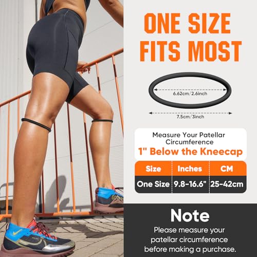 Image of 2PCS Black Patellar Tendon Support Strap, Knee Pain Relief Patella Band | Patella Band for Basketball, Running, Soccer, Hiking, Silicone Knee Brace for Men & Women with Storage Bag