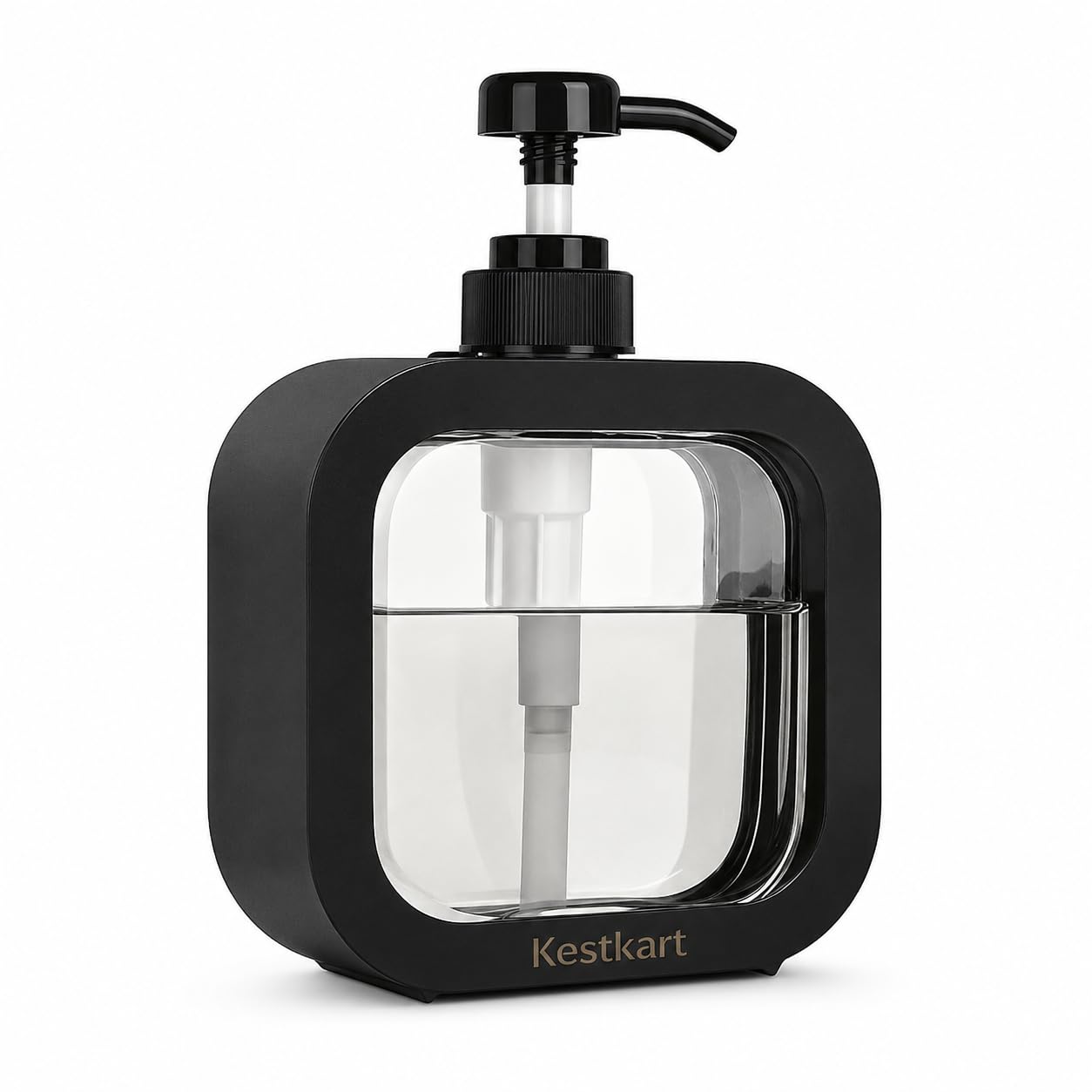 Nestkart Handwash Dispenser 300ml, Black Plastic Soap Dispenser with Rust-Proof Pump, Leak-Proof Square Design, Compact Refillable Liquid Soap Bottle for Bathroom Kitchen Wash Basin and Office use-image-7