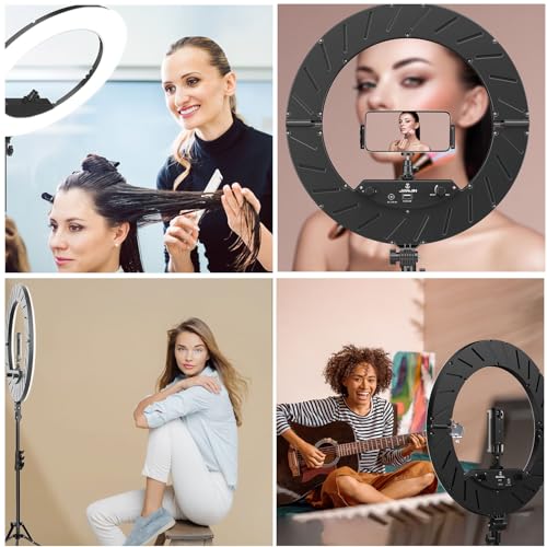 Image of Ring Light 18 INCH Kit,55W6700k Dimmable LED Light, Tripod Stand, Remote Controller,Box for Camera,Smartphone,YouTube,TikTok,Self-Portrait Shooting,CRI95 (Black)