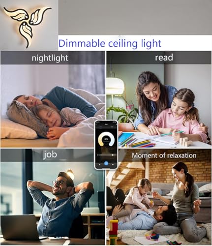 Plafonnier moderne avec télécommande et intensité réglable, éclairage LED noir