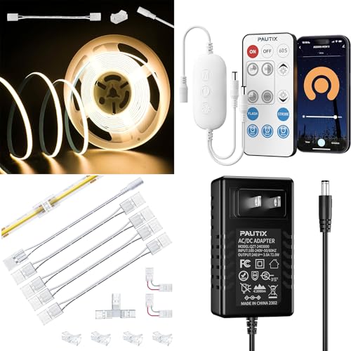 Tira LED COB 5mm 5m 2700K Blanco cálido 504 LEDs/m miniatura 1