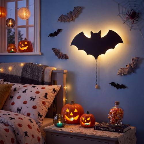 Image of Aurelema Halloween Bat Night Light Wall Lamp Sleeping Nursery Lighting