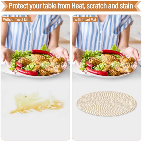 Image of Tidponra Trivet Mats Set for Hot Dishes, 5 Heat Resistant Pot Holders for Kitchen, Home Essentials, Anti Stain Hot Pads for Hot pots and Pans, Fall Decorations for Home, 7 Inches(Brown)