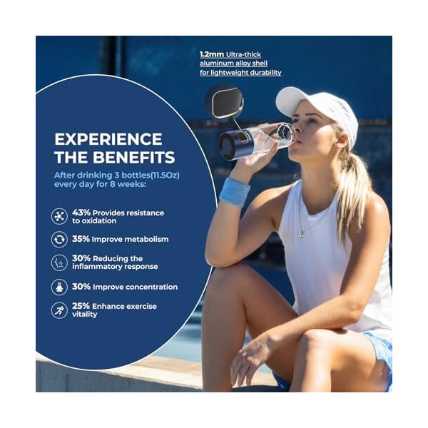 Hydrogen Water Bottle, Portable Glass Hydrogen Water Bottle Generator-SPE/PEM Technology-Athletic Performance & Hydration System, 11.5 oz Capacity，Ideal for Outdoor Home and Office Use(Blue) - Image 5