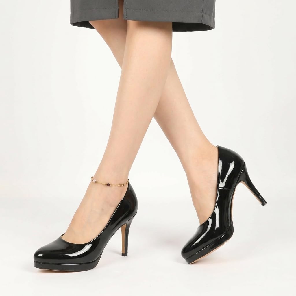 Mettesally Women's Platform Pump Heels Leather Closed Toe Comfy Size 6-11