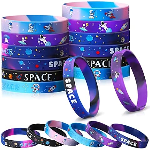 24 Stück Weltraum Party Silikon Armbänder Cover