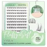 VYRILA Self-Adhesive Lash Cluster, 100 pcs Pre-Glued Clusters, Pop-On Faux Eyelashes, 3D Thin Band D Curl Natural Look Lahses, Easy to Apply, Reusable 0.05mm Eyelash Extensions (Green Charm-D-0.05-10-16mix)