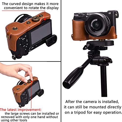 Funda de cuero para cámara Sony a6400/a6300 con lente 16-50mm miniatura 6