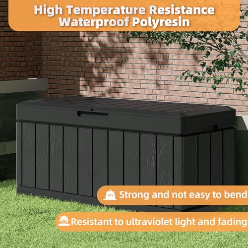 WWI Large Resin Deck Box Indoor Outdoor Storage Box 310L Lockable Waterproof Container for Patio Furniture Outdoor Cushions Garden Tools (310L)