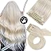 Moresoo White Platinum Clip in Extensions Human Hair Extensions Blonde Clip in 12 Inch Clip in Hair Extensions White Blonde Remy Hair Extensions Clip in Human Hair Lace Weft 5pcs/70g