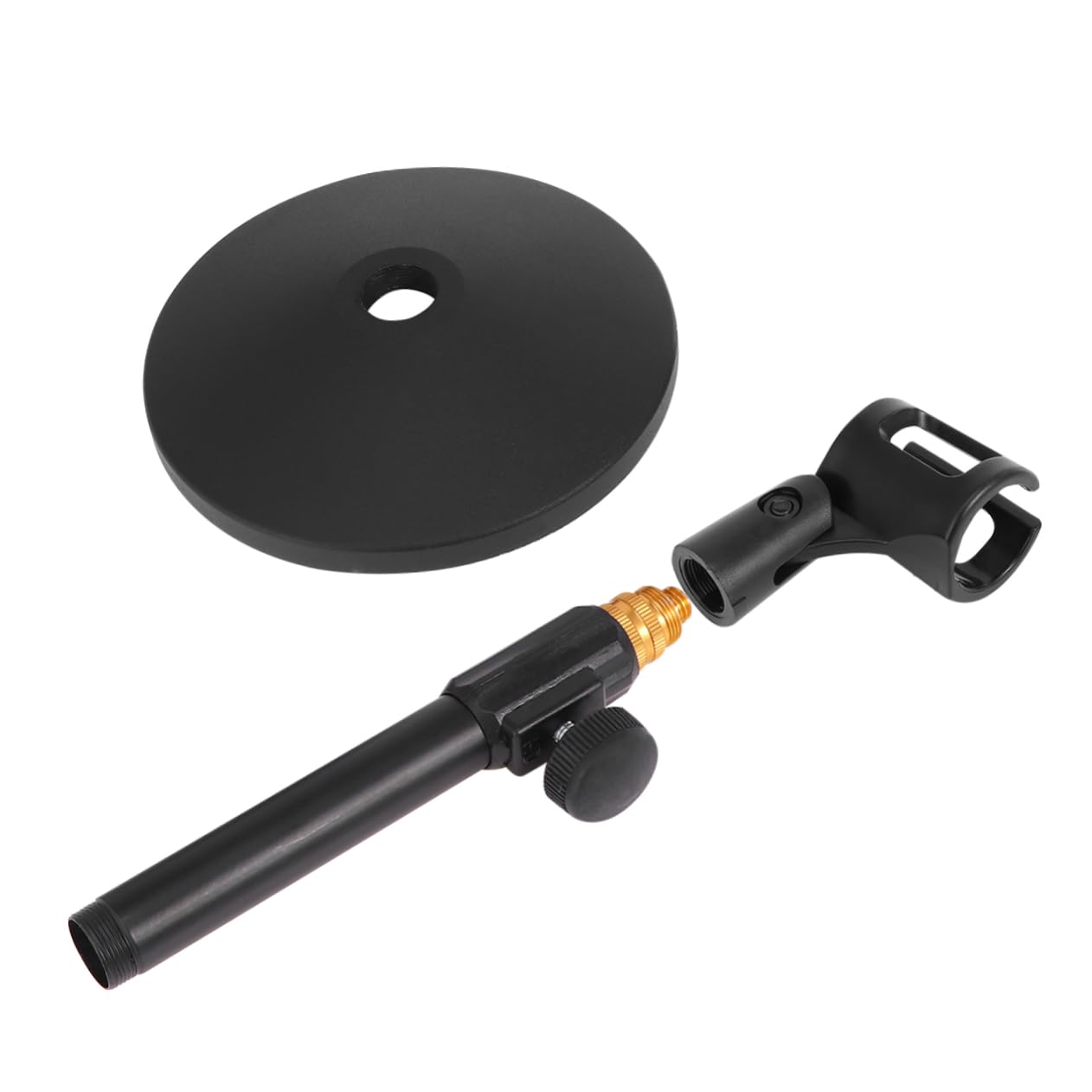 Cavalletto per Microfono Regolabile 27-38cm, Base Tonda | Stativo in Metallo Nero, Tubo Flessibile, Uso Hands-free per Online Meeting e Singing, Festa Scuola Decor