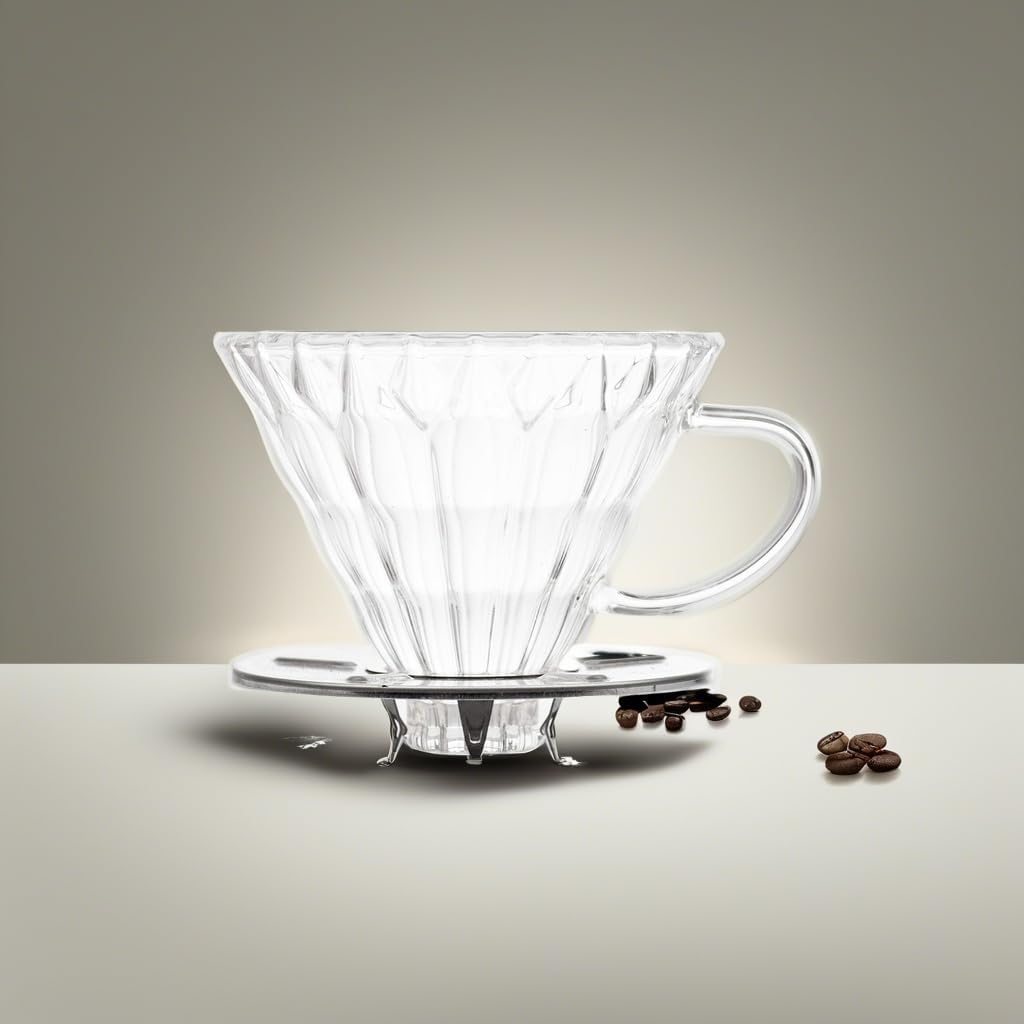 4 Cup Glass Dripper by Yama Glass I Pour Over Coffee Dripper with Cone Shape I Made of Thick, Heat Resistant Glass I Coffee Glass Dripper with Glass Handle, Shining Base
