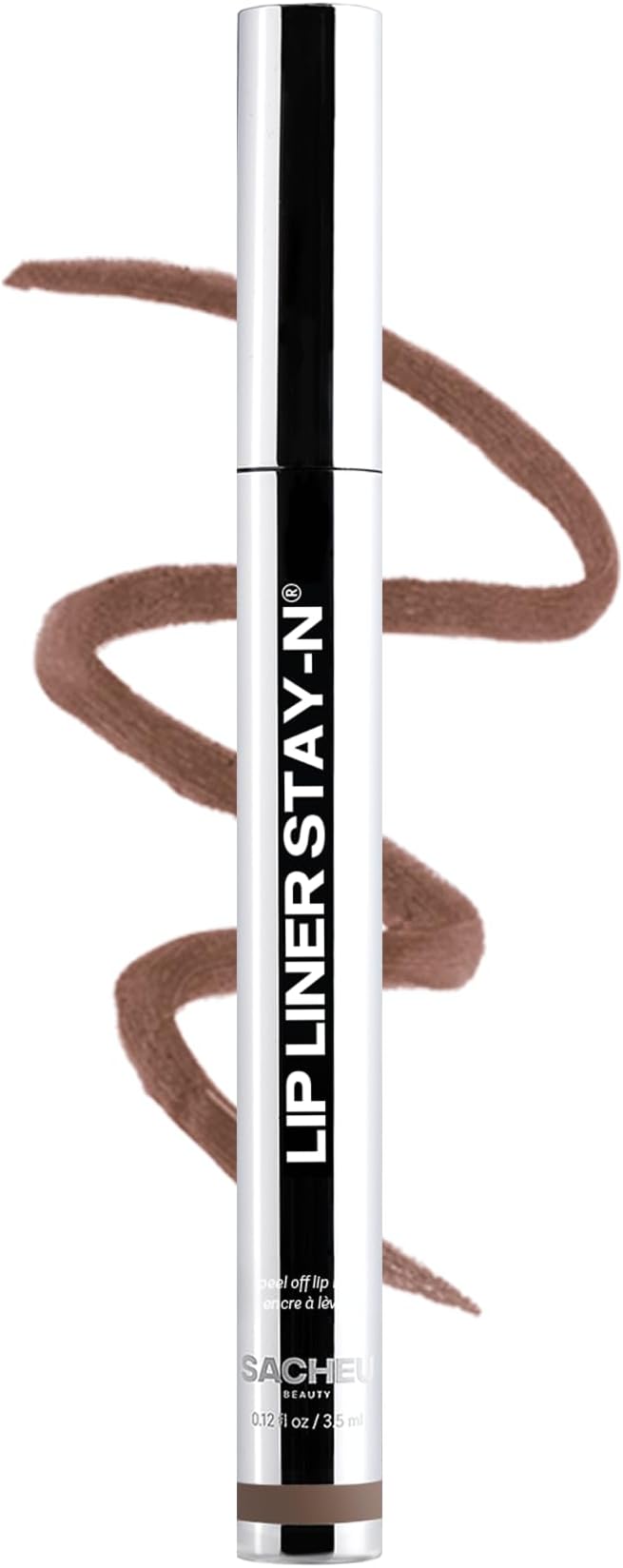 Sacheu Lip Liner STAY-N Peel Off Lip Stain - Long Lasting Waterproof Lip Tint with Hyaluronic Acid & Vitamin E โ Transfer Proof Matte Finish, Vegan & Cruelty-Free (HEY-zel)